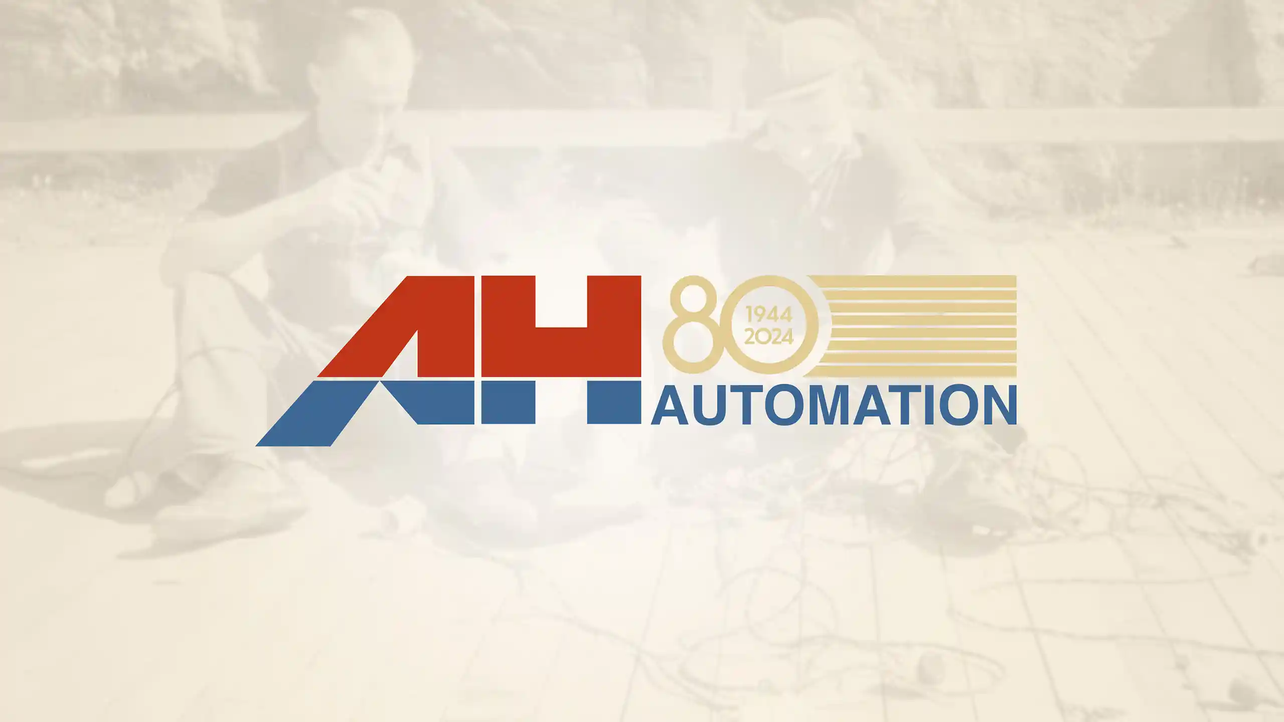 Logotyp för AH Automation 80 år. Ett jubileum som firades 2024.