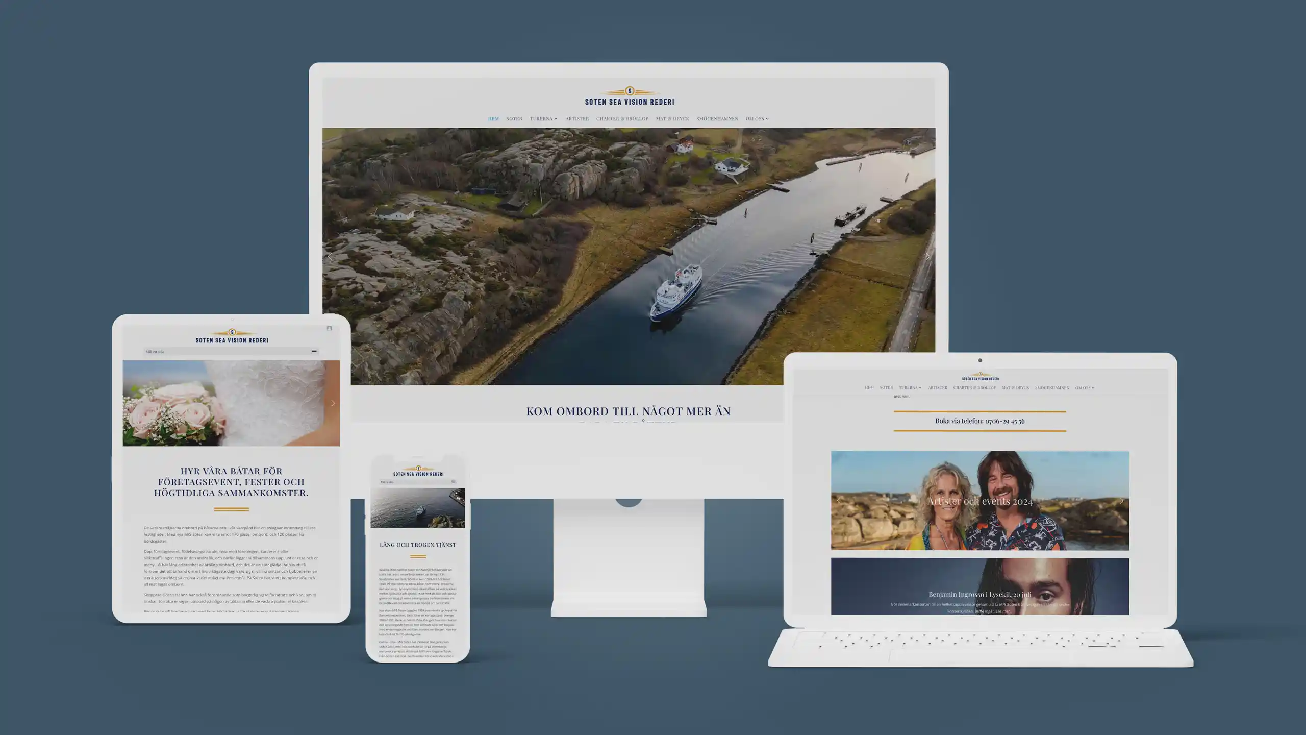 Webbdesign till M/S Soten på Smögen. Responsiv, adaptiv, mobilanpassad hemsida uppbyggd i Wordpress.